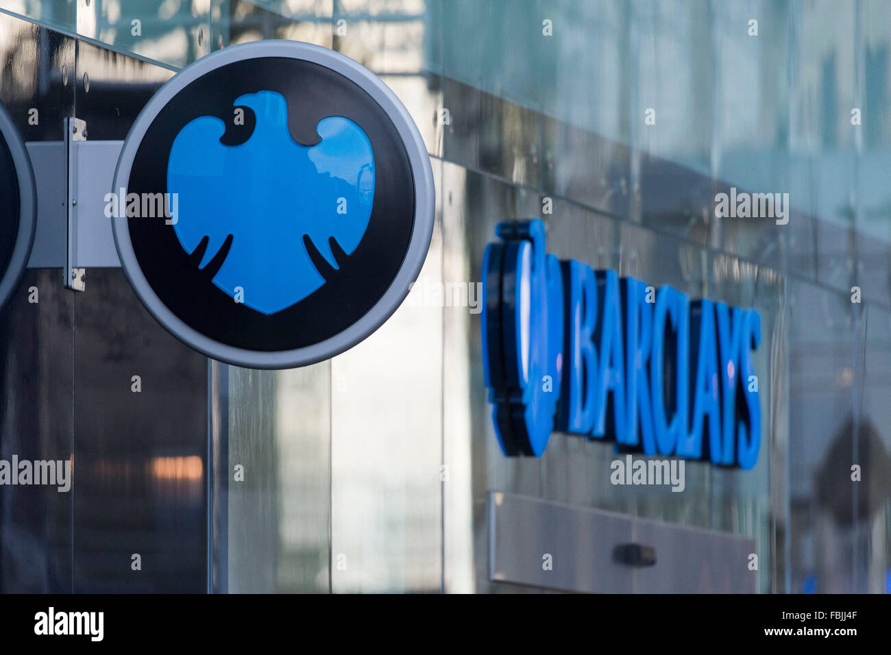Barclays bank sign logo. Stock Photo