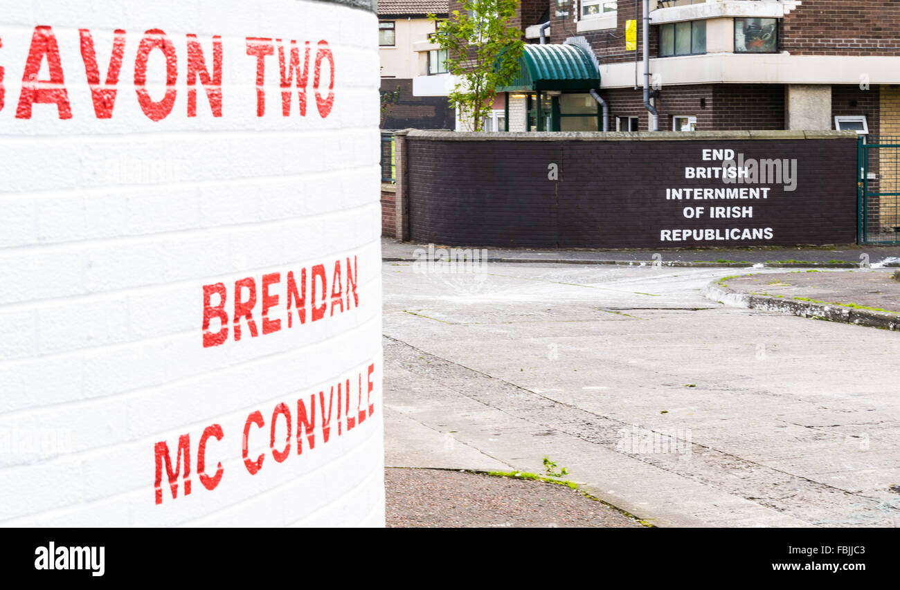 End British Internment of Irish Republicans mural in New Lodge area of Belfast Stock Photo