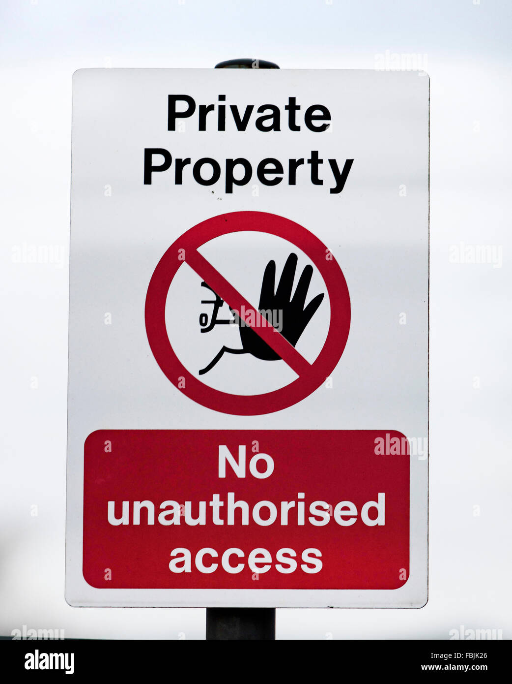 Private Property no unauthorised access sign Stock Photo