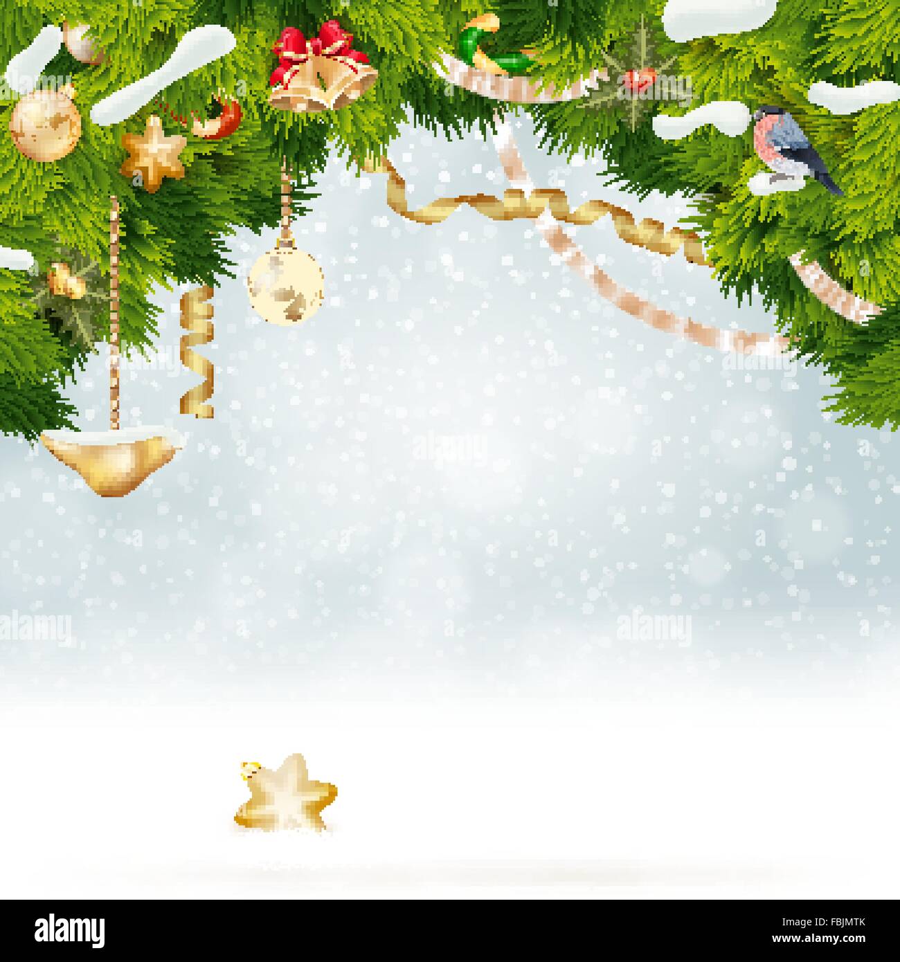 Christmas background with fir and gold balls Stock Vector Image & Art ...