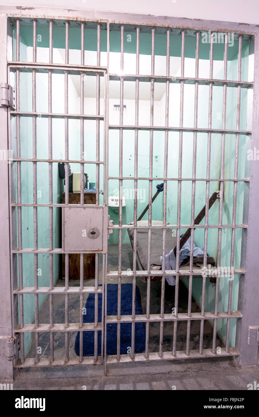 Classic Jail cell with TV and bunk Stock Photo Alamy