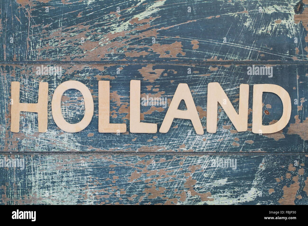 Holland written with wooden letters on rustic surface Stock Photo
