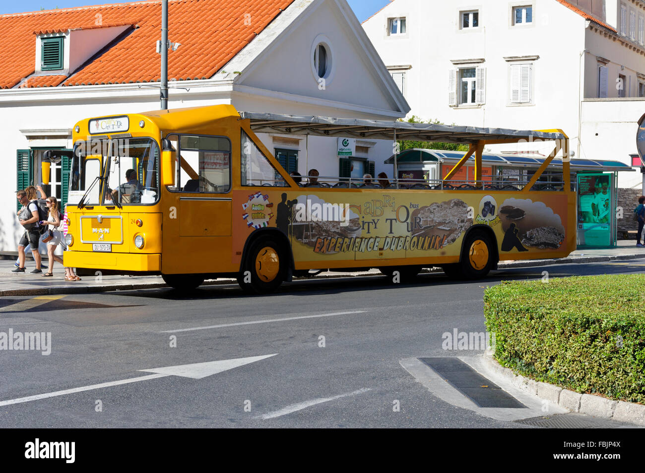 A Public Yellow Bus In Dubrovnik Croatia A Public Yellow Bus In Dubrovnik Croatia