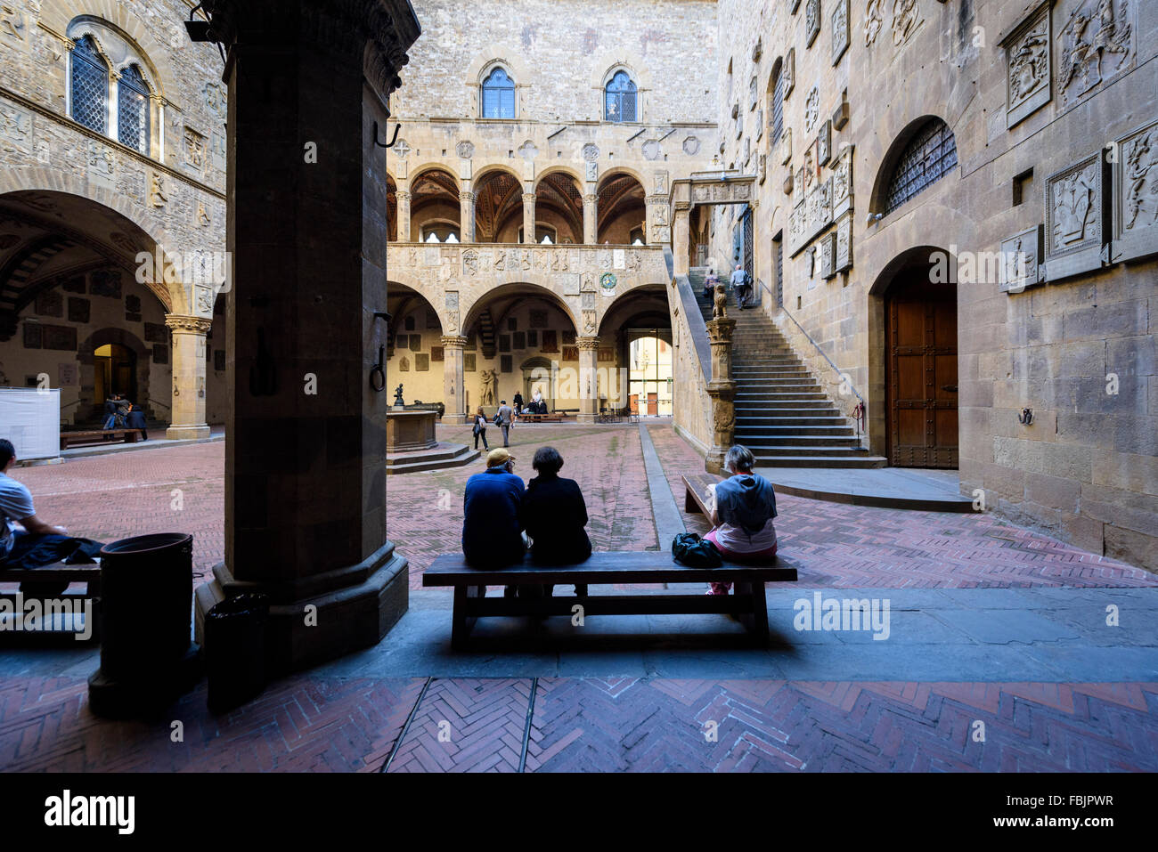 Florence. Italy. Inner courtyard of the Museo Nazionale del Bargello. Stock Photo