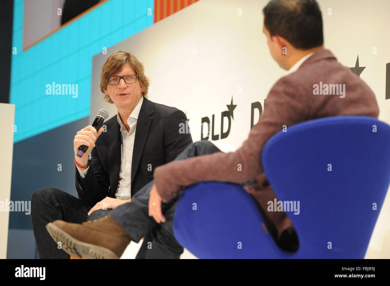 MUNICH/GERMANY - JANUARY 17: Niklas Zennström (Atomico) speaks on a panel discussion during the DLD16 (Digital-Life-Design) Conference at the HVB Forum on January 17, 2016 in Munich, Germany. DLD is a global network of innovation, digitization, science and culture, which connects business, creative and social leaders, opinion formers and influencers for crossover conversation and inspiration.(Photo: picture alliance / Jan Haas) Stock Photo