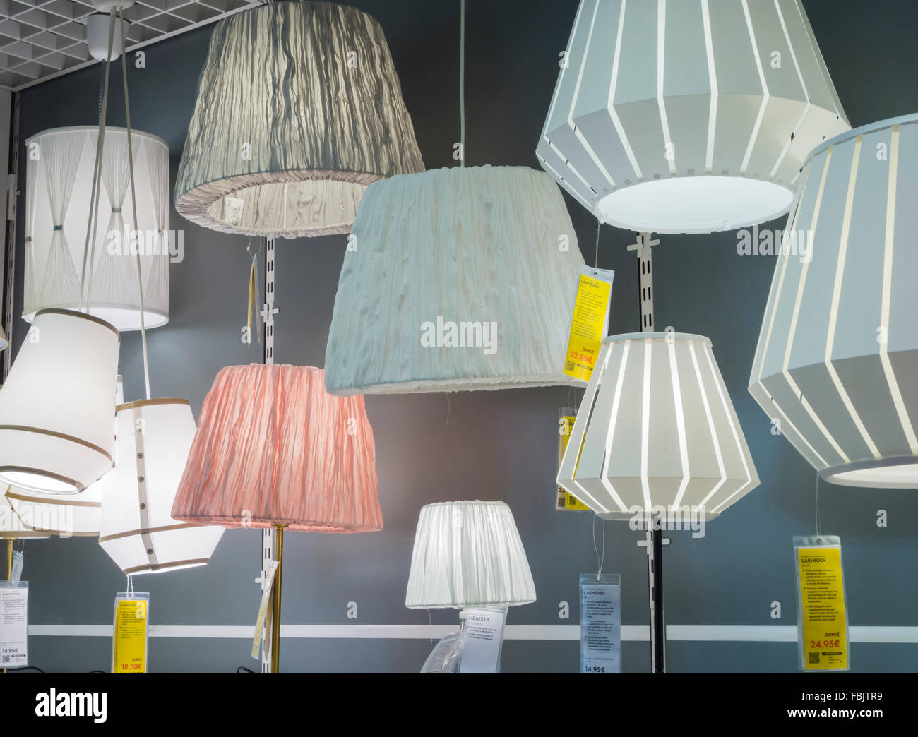 Lighting display in Ikea store, Spain Stock Photo