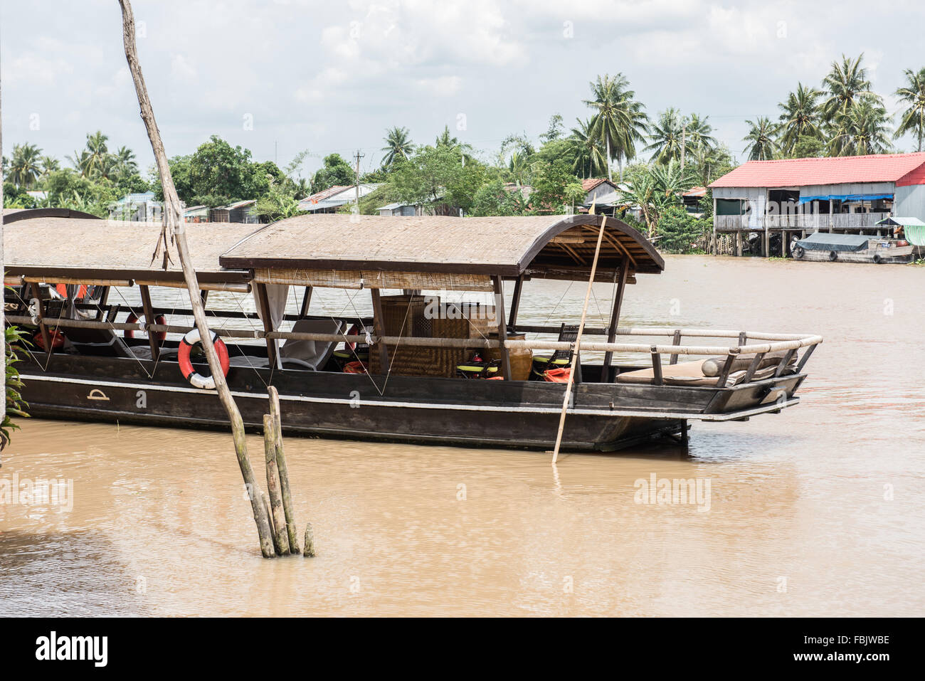 Floating Shops in Cai Be Stock Photo