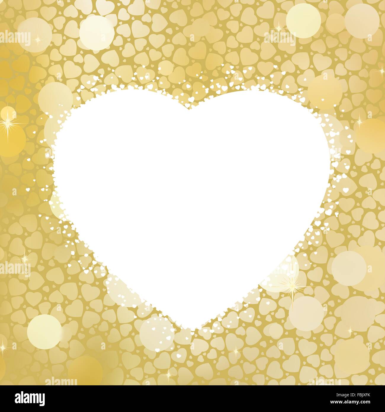 Golden Heart bokeh frame with copy space. EPS 8 Stock Vector