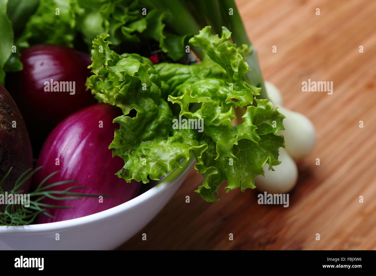 Onions and fresh herbs as dietary and health Stock Photo