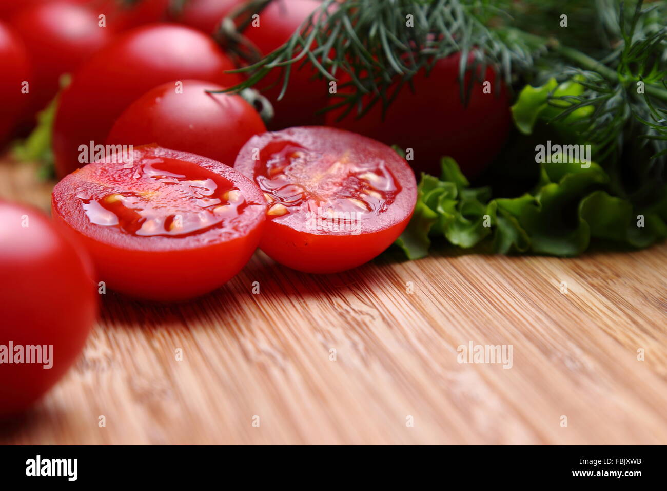 Cherry tomatoes and dill for healthy and vegetarian food Stock Photo