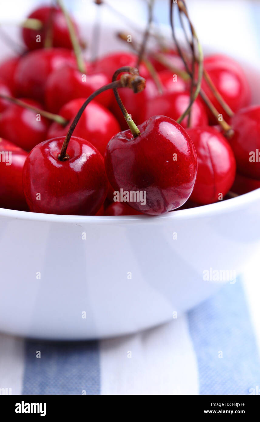 Big pile of fresh natural cherries Stock Photo