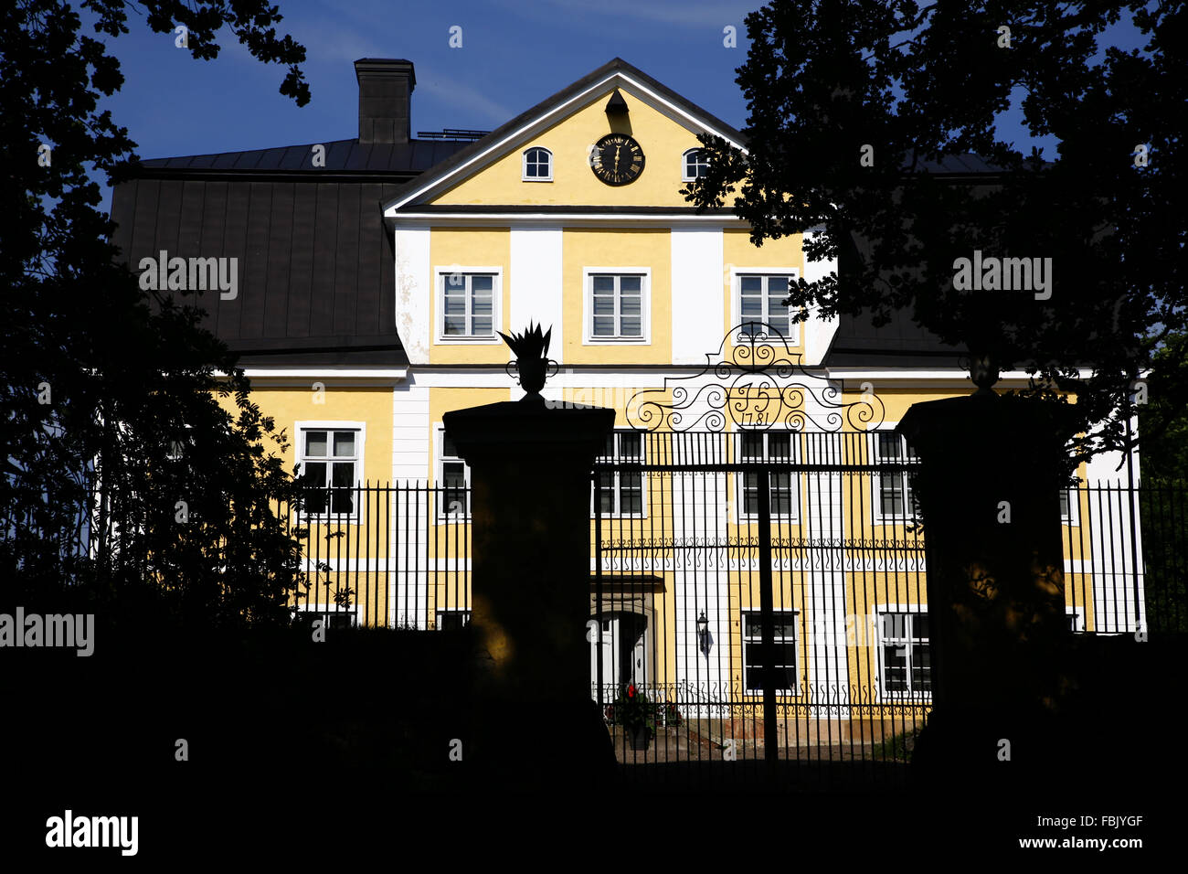 Fagervik Mansion facade & Gate (Kartano Gård), Inkoo Finland Suomi Stock Photo
