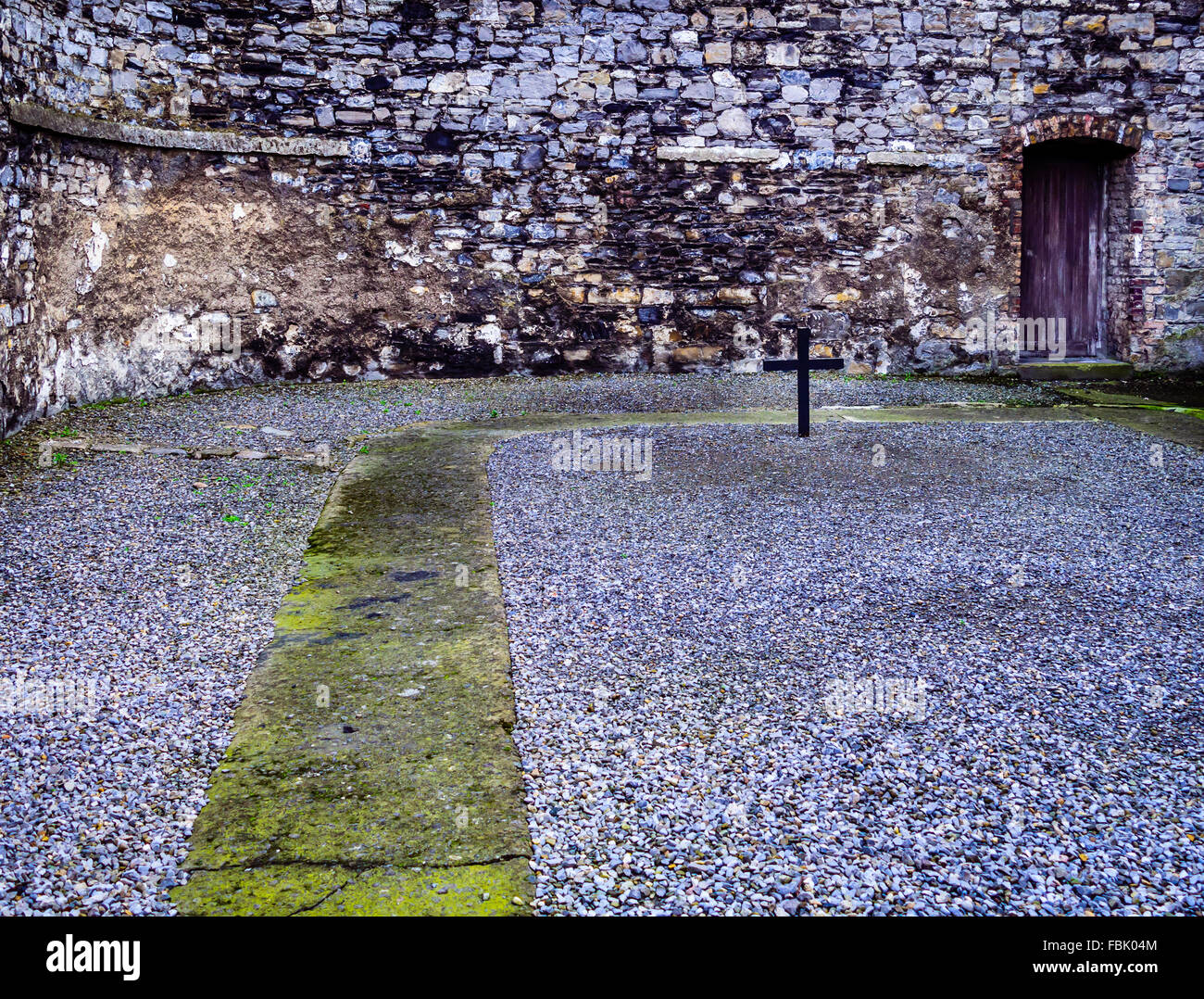 The yard of Kilmainham Gaol Jail where the leaders of the 1916 Easter Rising where shot by a British firing squad in Dublin. Stock Photo
