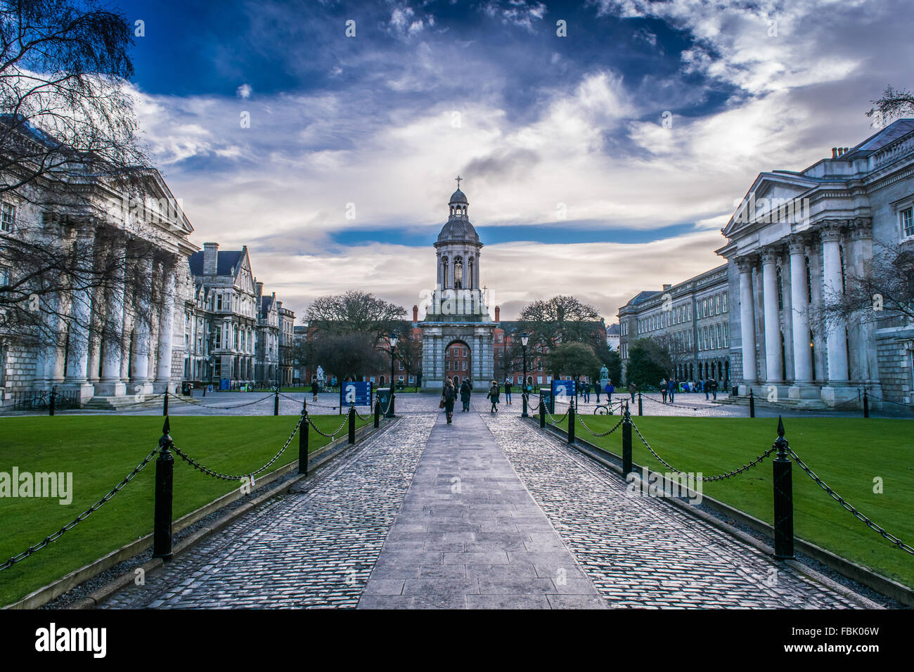 The front square of Trinity College in Dublin, Ireland Stock Photo