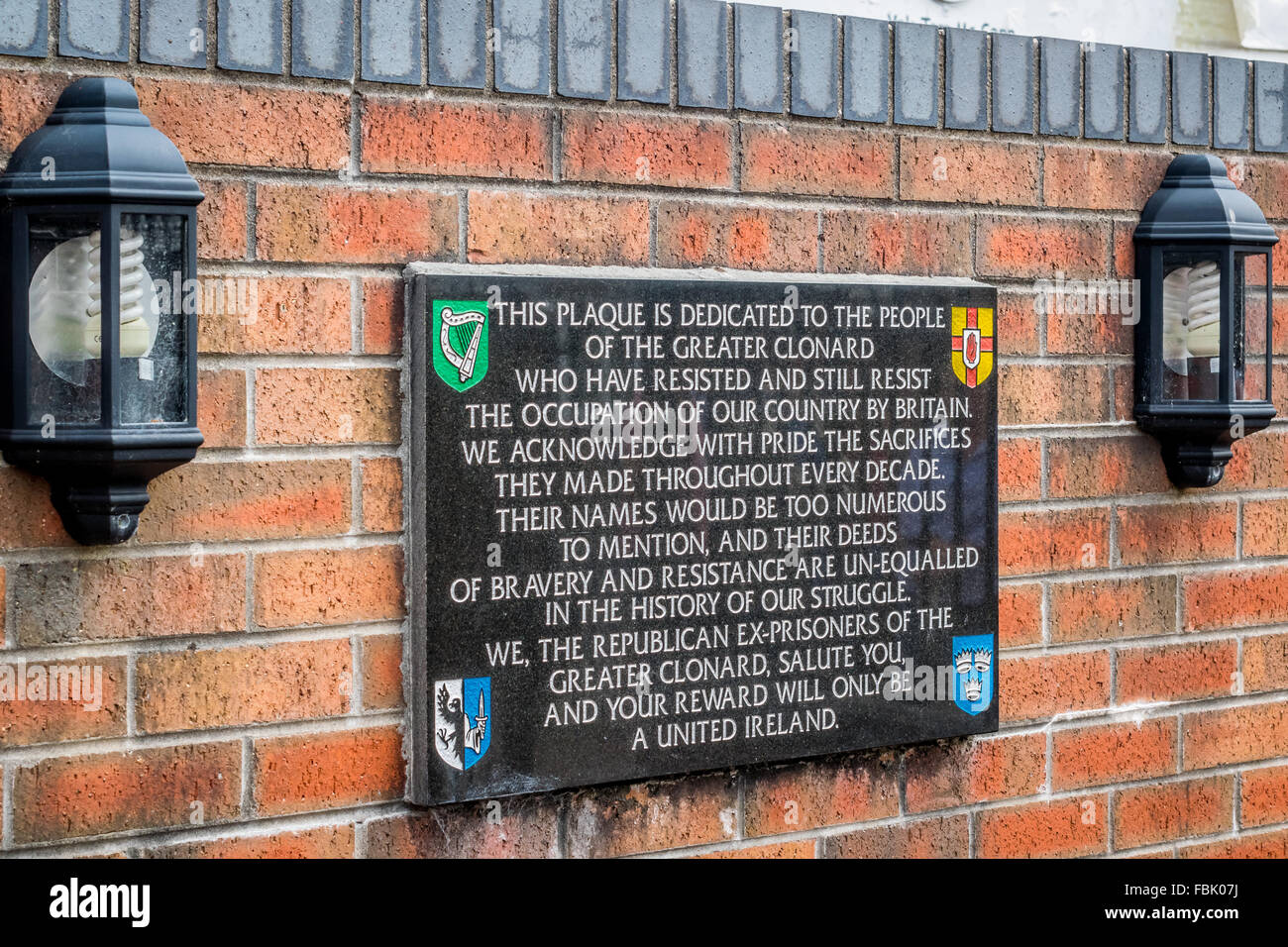 An Irish Republican memorial plot dedicated to those in the Clonard area who fought in the troubles. Stock Photo