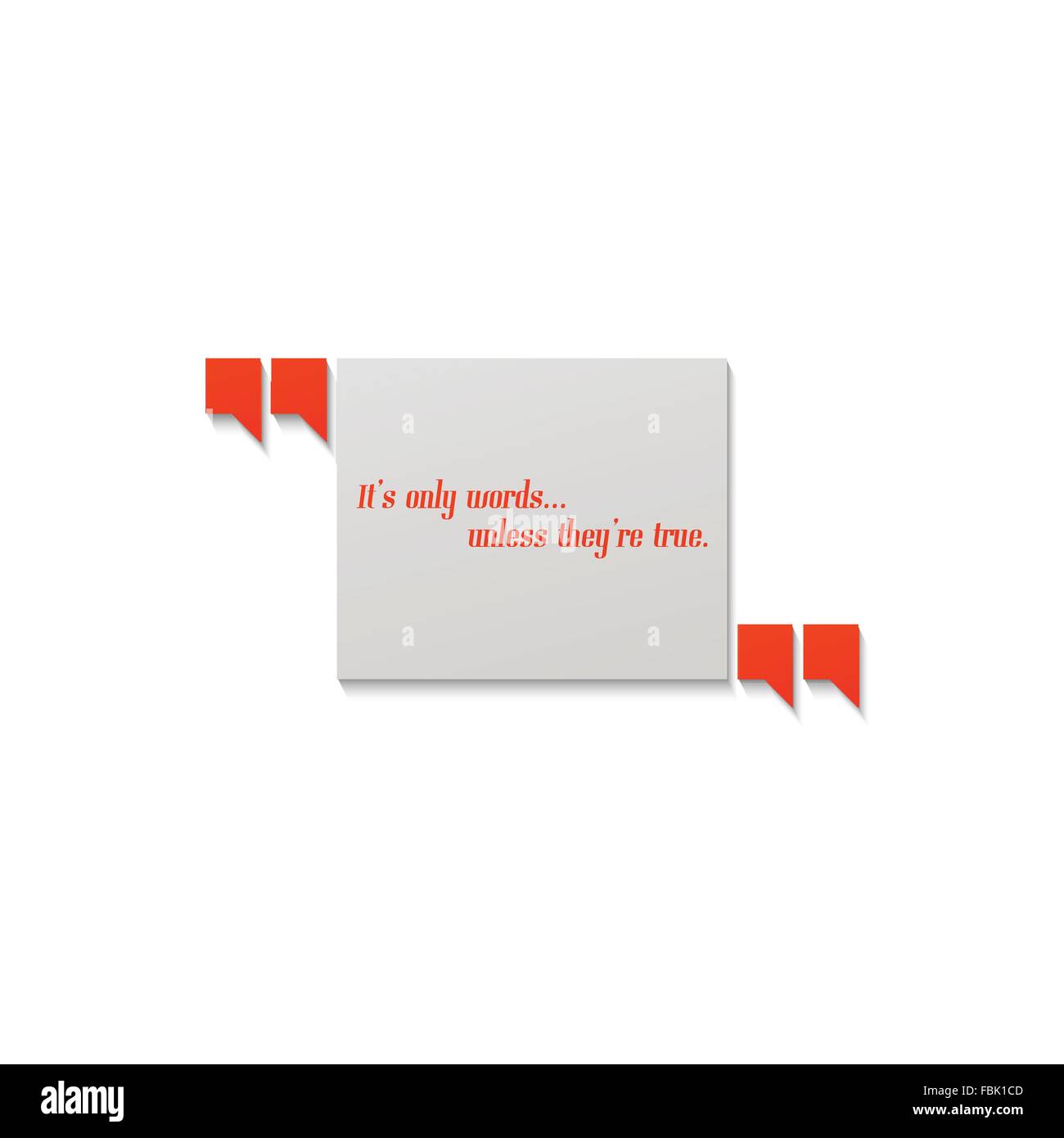 inverted commas sign and text box isolated on white background. vector ...