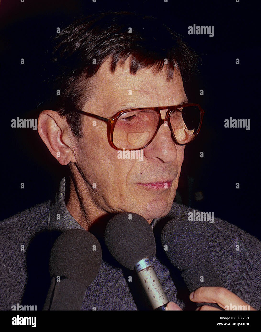 Washington, DC. undated Leonard Nimoy (Mr. Spock) talks with reporters  Credit: Mark Reinstein Stock Photo