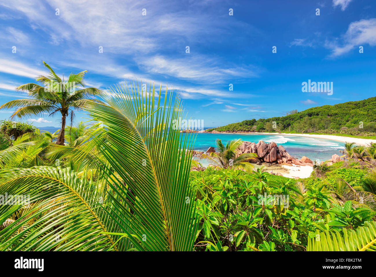 Paradise La Digue island, Seychelles Stock Photo