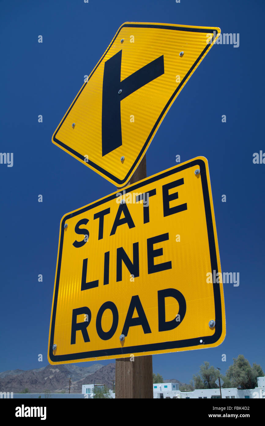 State Line Sign Post, USA Stock Photo