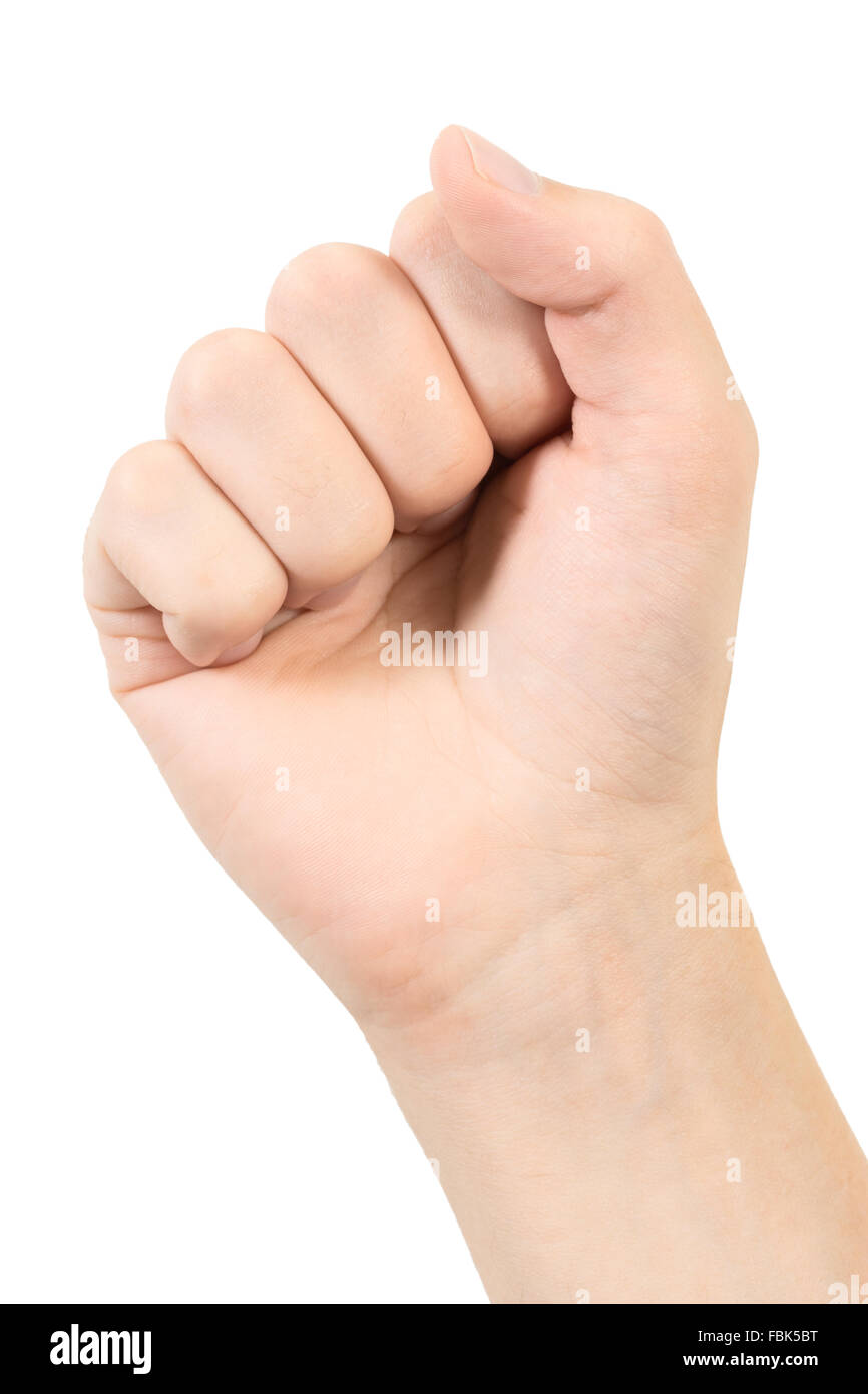 Hand with clenched a fist, isolated on a white background Stock Photo