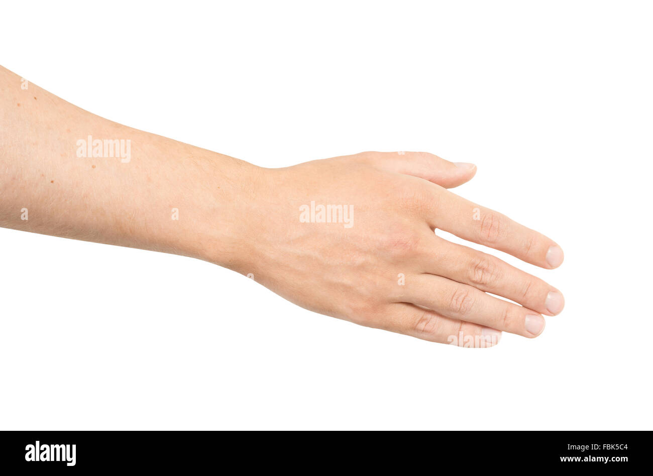 Empty open man hand on white background Stock Photo