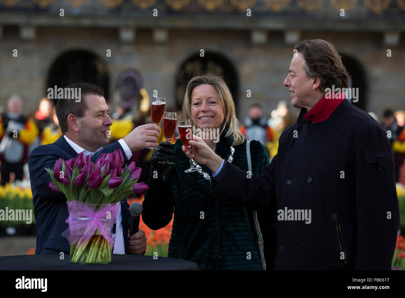 The Spinoza tulip is unveiled on National Tulip Day in Amsterdam, the Netherlands. Stock Photo