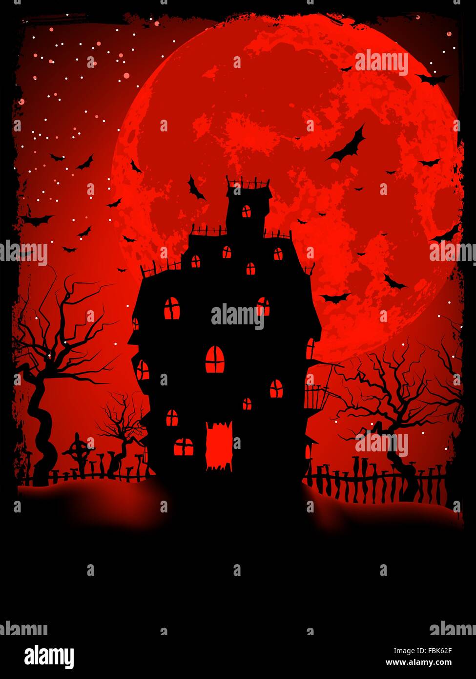 Scary Halloween Castle with Copy Space. EPS 8 Stock Vector Image & Art ...