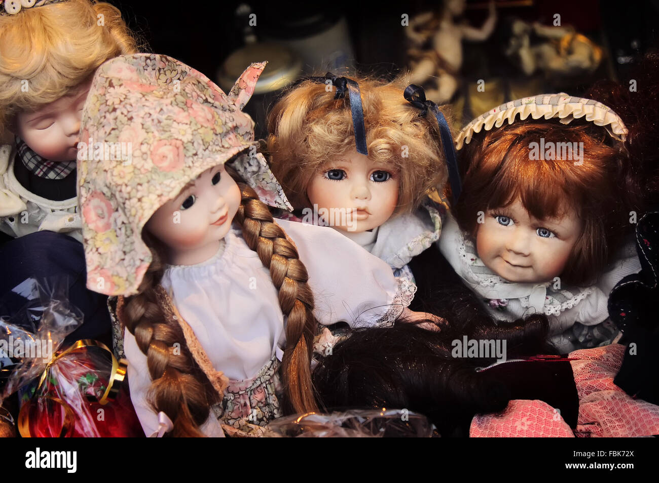 Beautiful vintage ceramic dolls at market Stock Photo Alamy