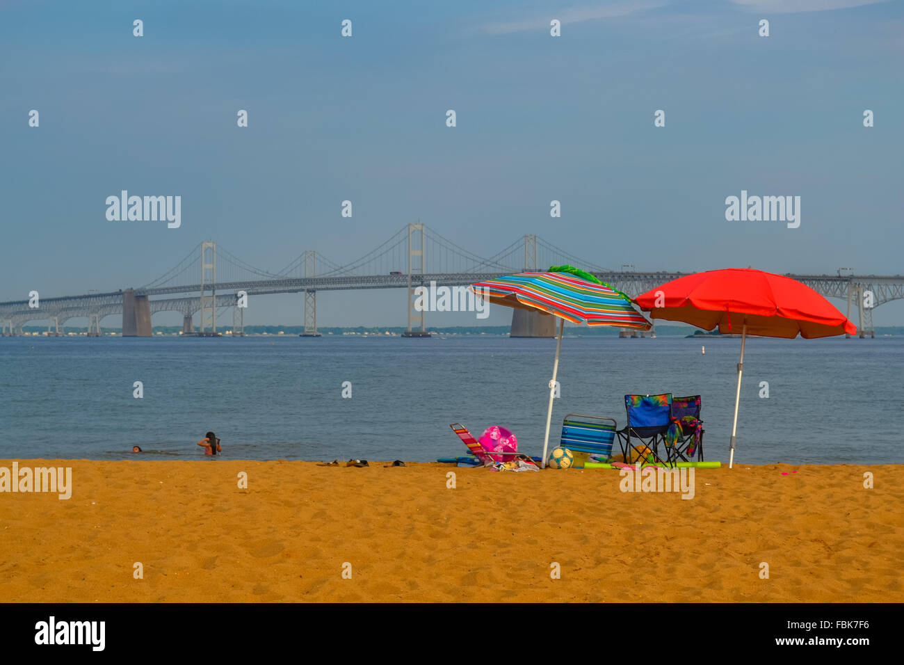 Bay Bridge from Sandy Point State Park Stock Photo Alamy