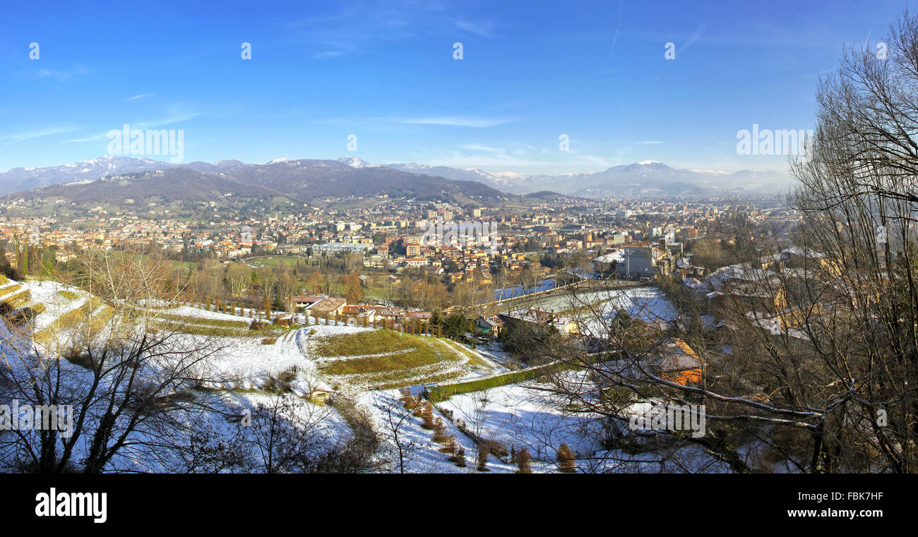 Panoramic view of Bergamo city, Italy Stock Photo