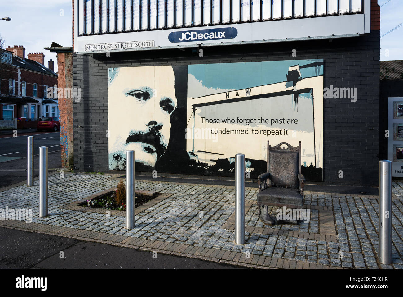 Memorial and mural to the late David Ervine MLA located in his native East Belfast, Northern Ireland. Stock Photo