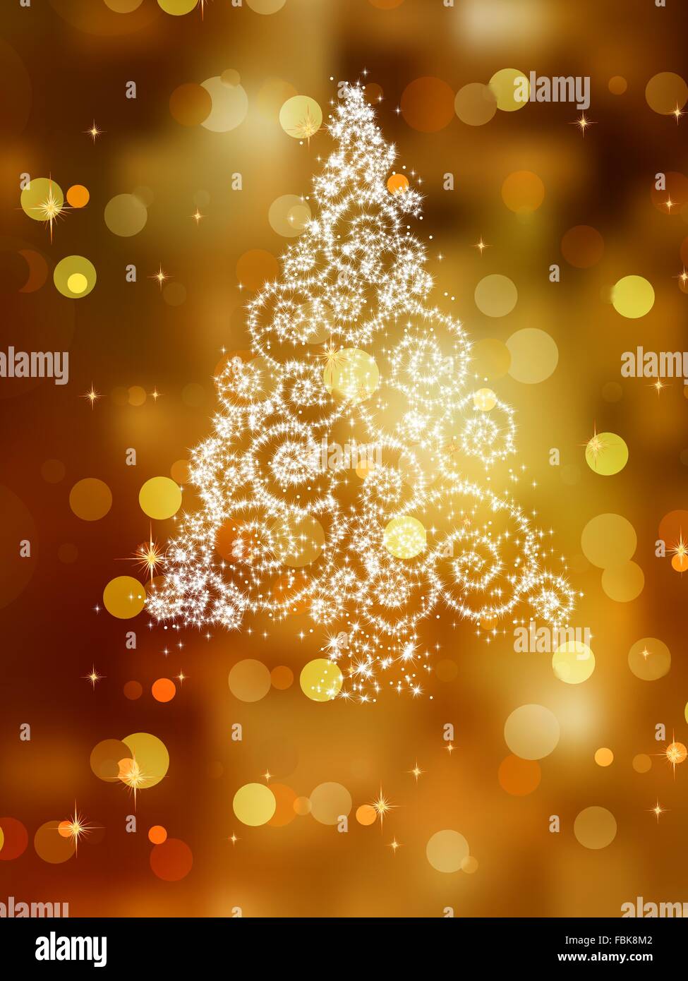 Christmas tree illustration on golden. EPS 8 Stock Vector Image & Art ...