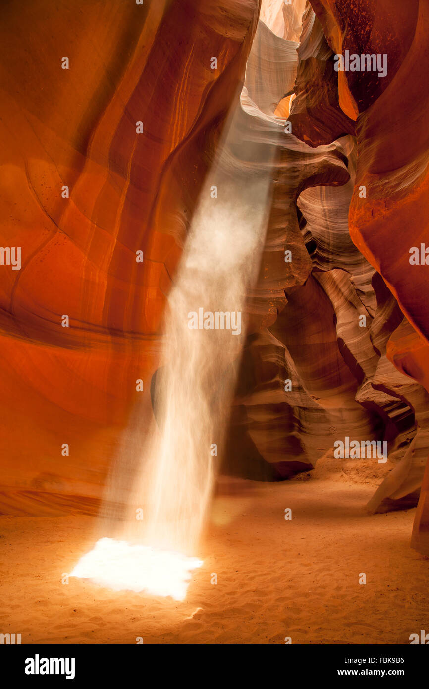 Lightshaft at Upper Antelope Canyon, Page, Arizona, AZ Stock Photo