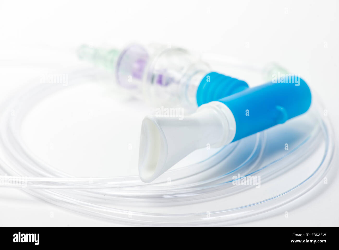 Breathing treatment nebulizer mouthpiece with tubing Stock Photo Alamy