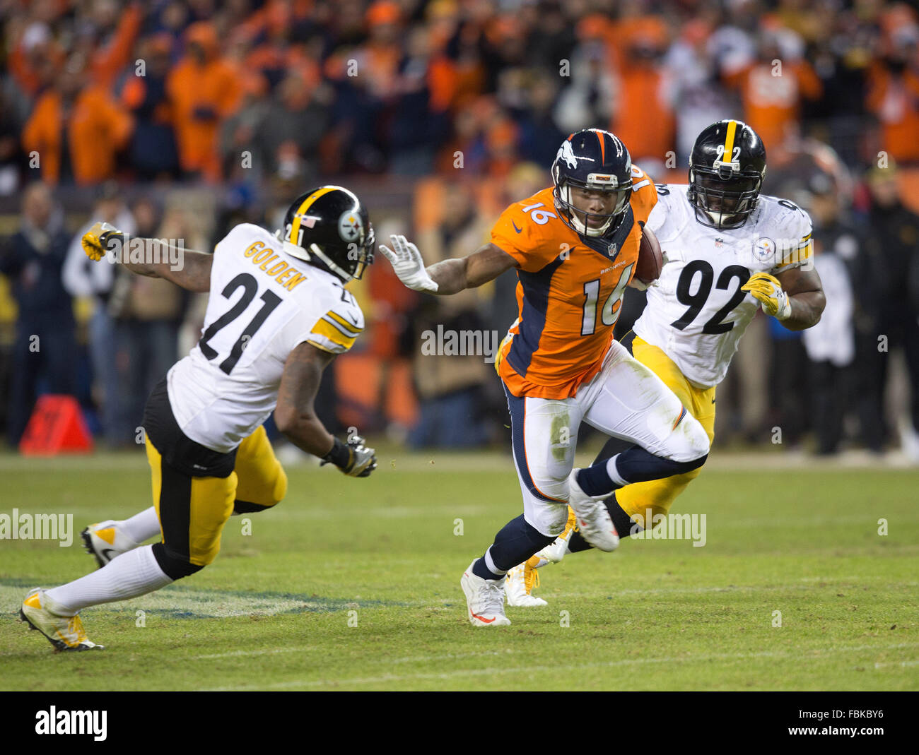 Denver Broncos Demaryius Thomas Stiff-Arm Steelers Poster – 20x30 Inches