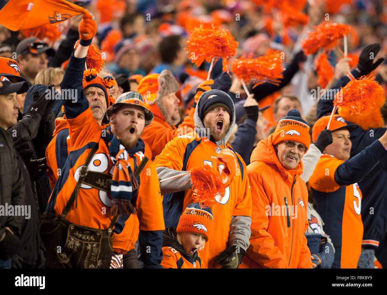 Denver, Colorado, USA. 17th Jan, 2016. Broncos fans cheer on their team
