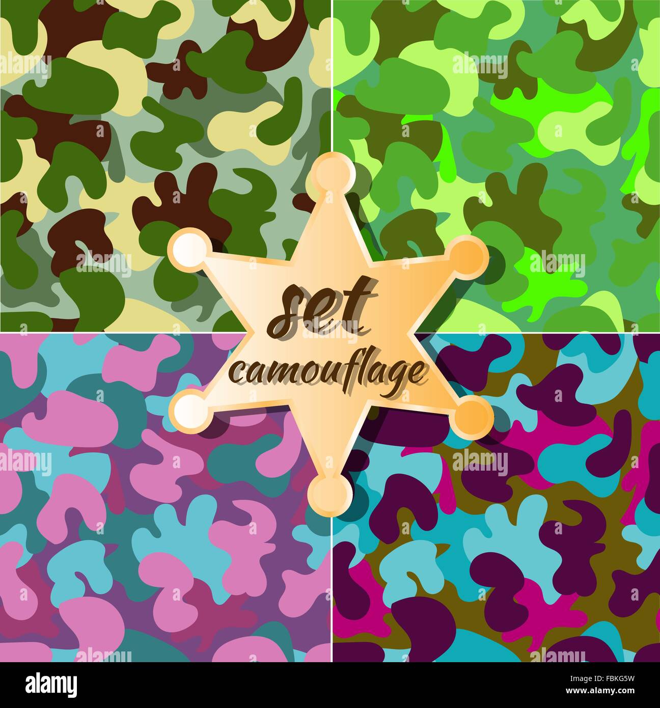 vector colorful camouflage seamless pattern set Stock Vector Image ...