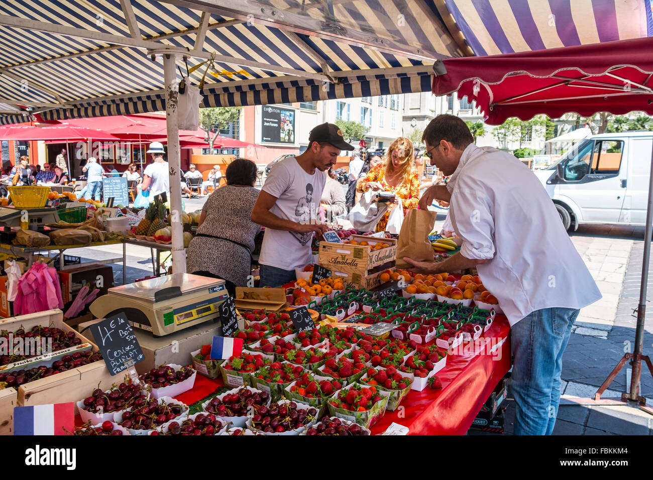 people market france trader vegetable fruit stalls Stock Photo
