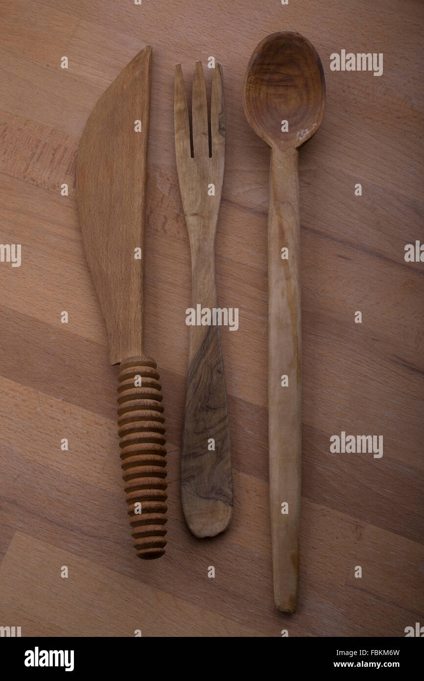 wooden forks, spoons and knives Stock Photo Alamy