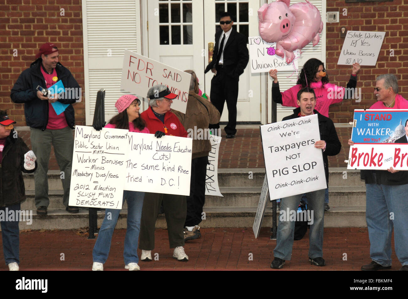 Anti union protesters at the statehouse in Annapolis, Maryland Stock Photo