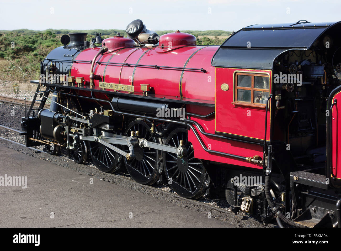 England, Kent, Dungeness. The miniature steam locomotive, 'Winston Churchill' Stock Photo