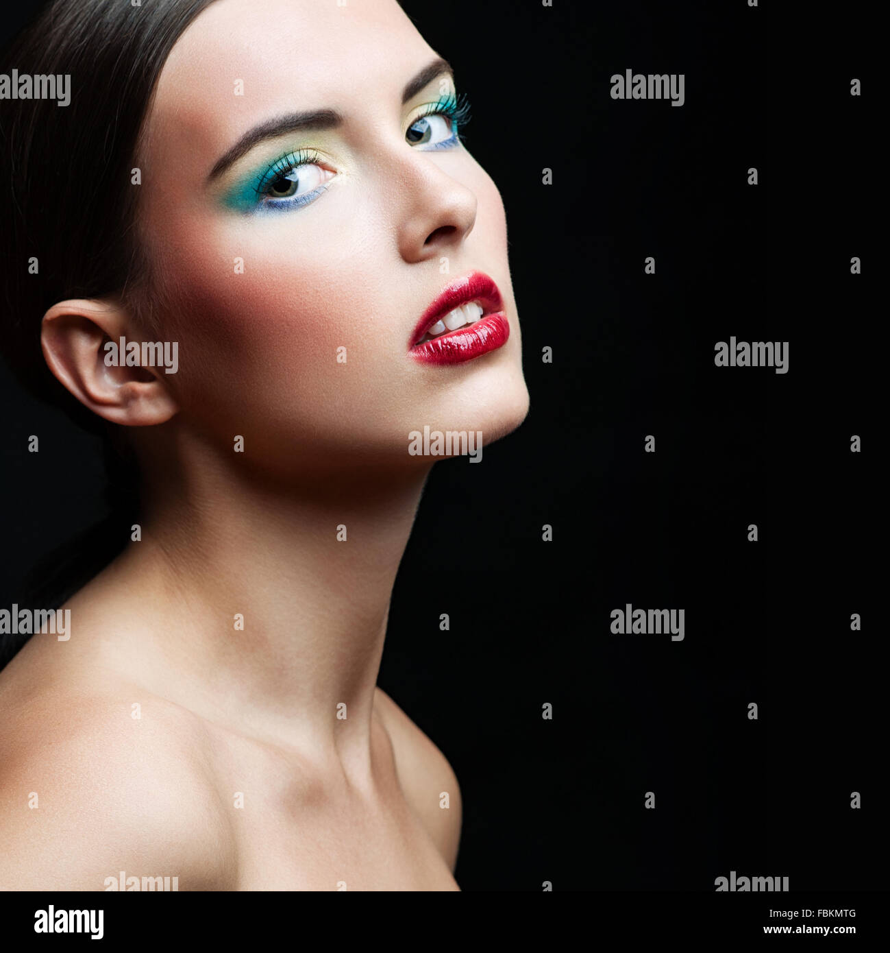 Beauty Girl Portrait with Colorful Makeup Stock Photo - Alamy