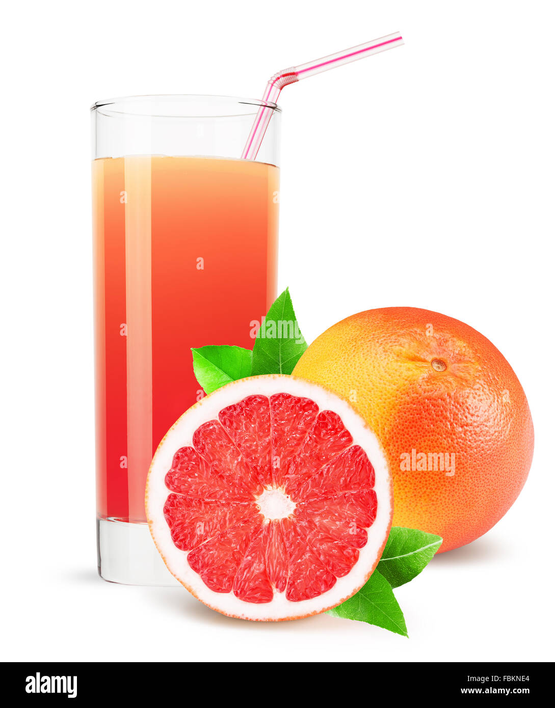 glass of grapefruit juice isolated on white background. Stock Photo