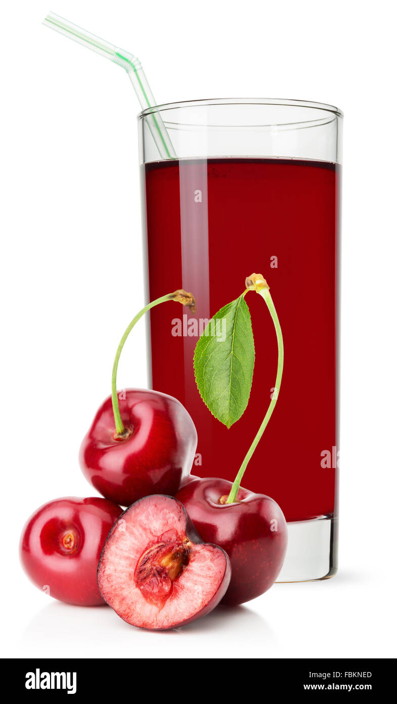 Cherry juice isolated on the white background Stock Photo Alamy