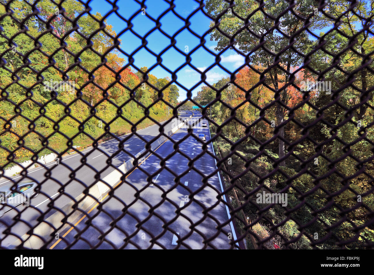 Footbridge over the Saw Mill River parkway Yonkers New York Stock Photo