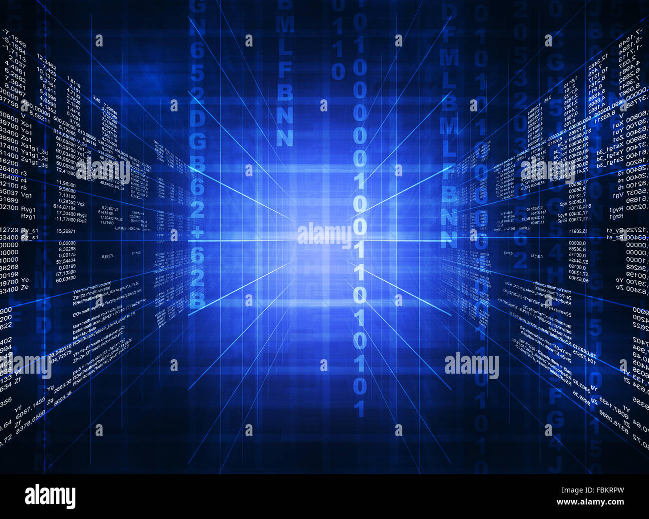Binary blue computer code Stock Photo - Alamy