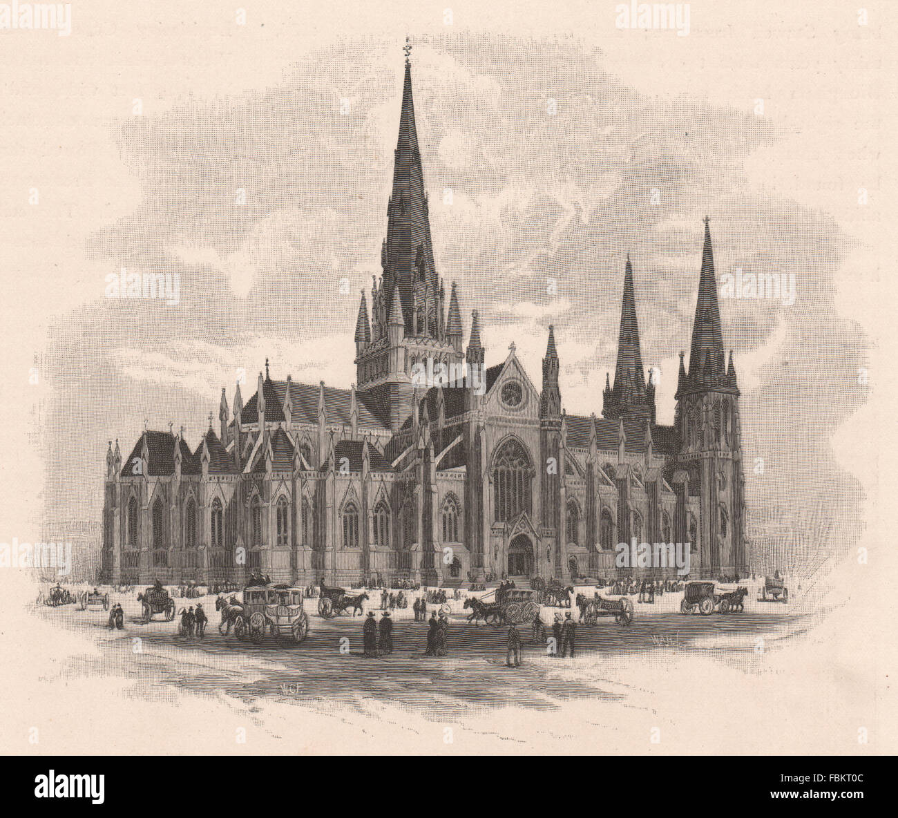 St. Patrick's Cathedral. MELBOURNE. Australia, antique print 1888 Stock Photo