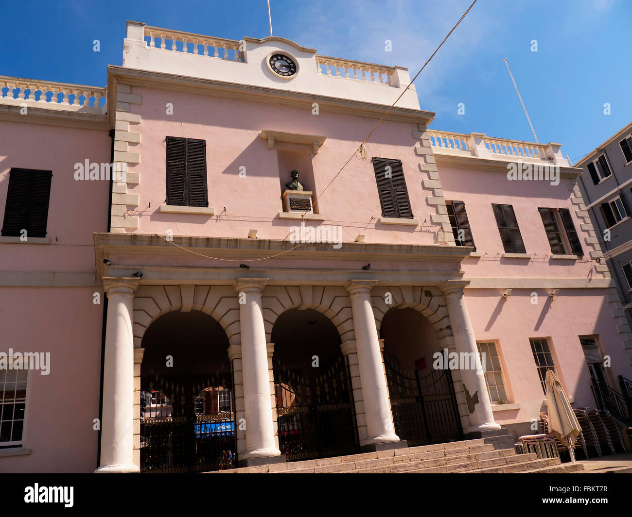 Mackintosh Building on the Rock of Gibraltar at the entrance to the Mediterranean Sea Stock Photo