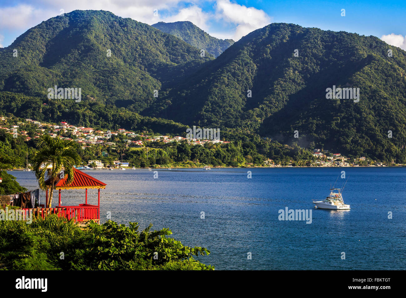 The bay and Mountains Roseau Dominica Stock Photo