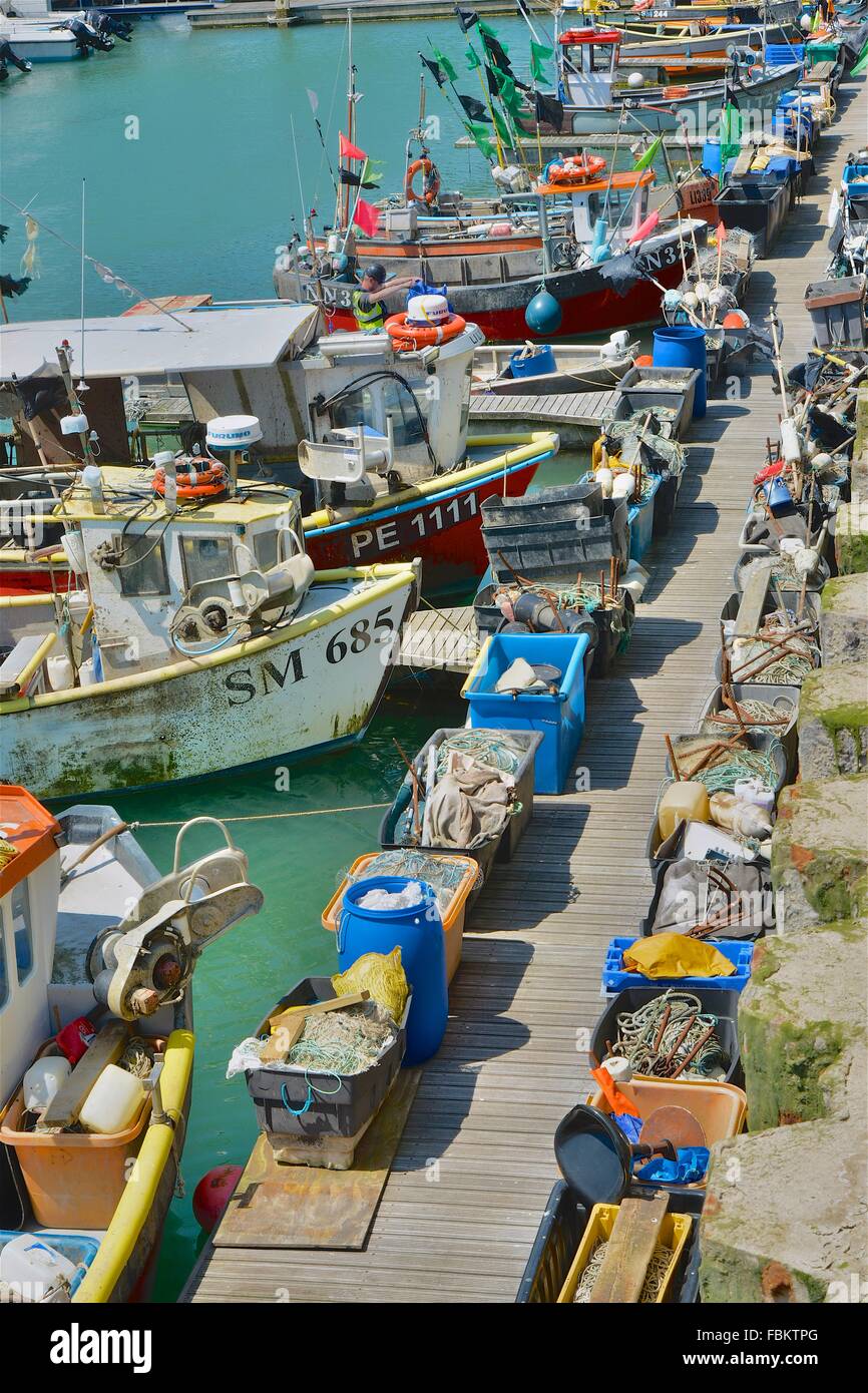 Fishing boats at Brighton Marina, East Sussex, England Stock Photo